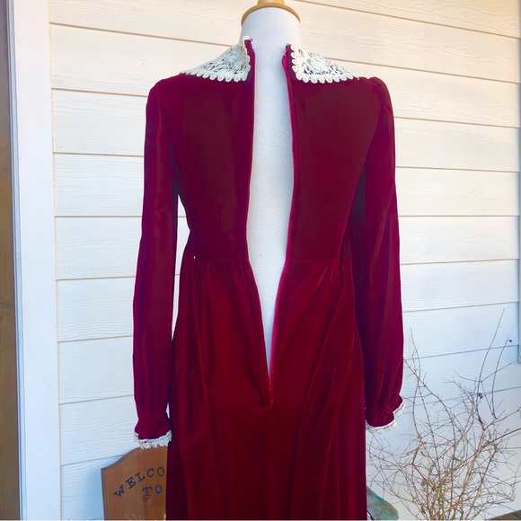 Vintage Edwardian Cranberry Velvet gown - Picture 10 of 14